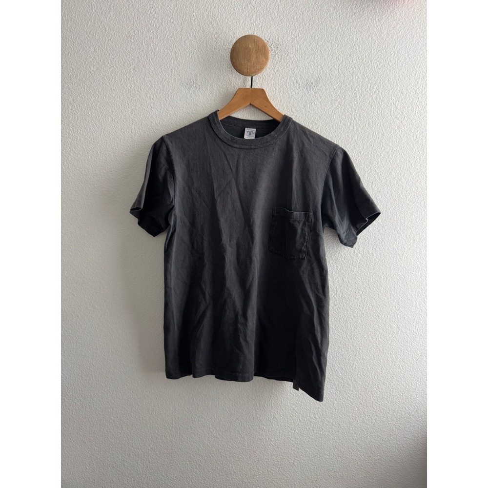 Velva Sheen Mens Pocket T-Shirt Faded Black Cotton Made in USA Small